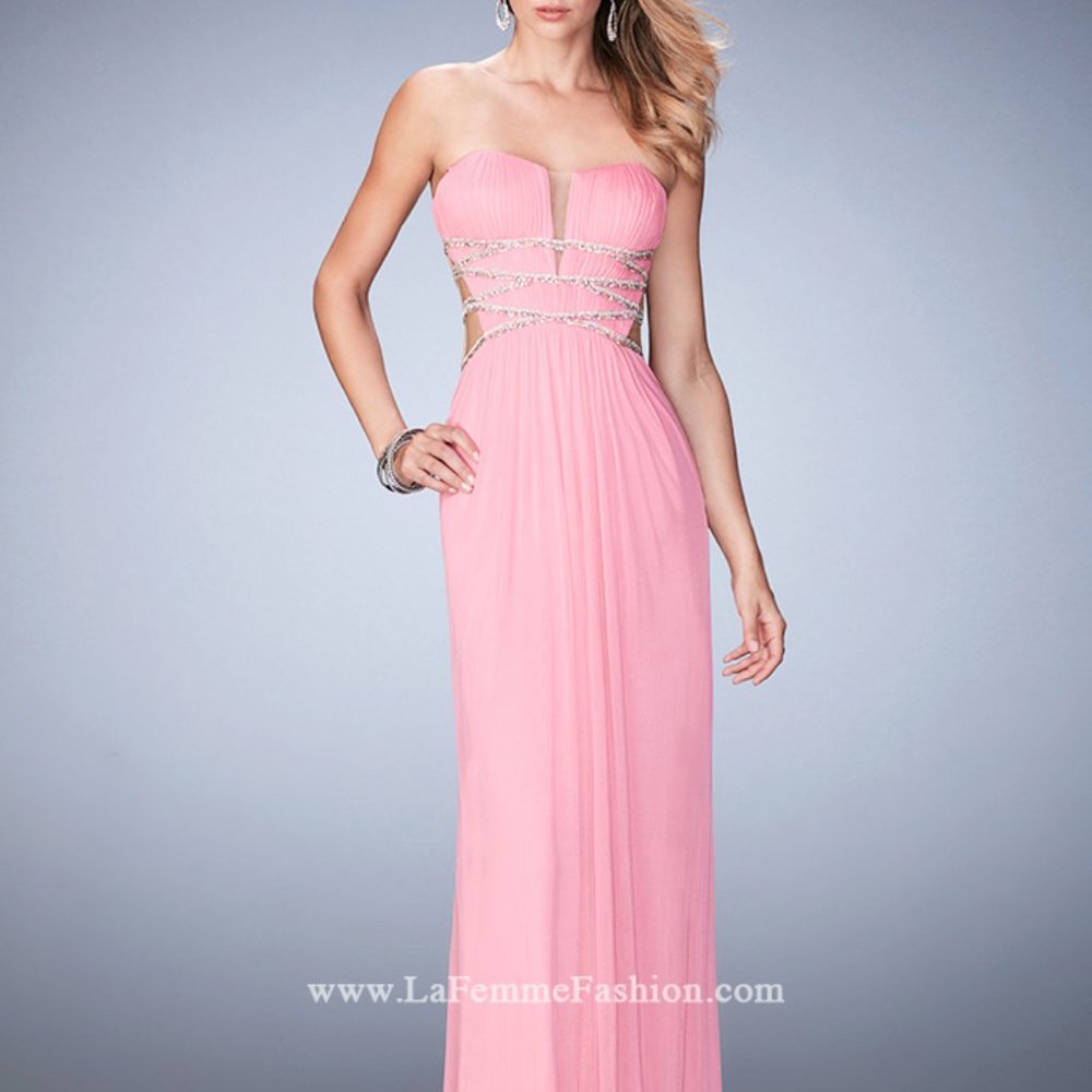 NWT 22465 Strapless Gown w/Midriff & Back Design